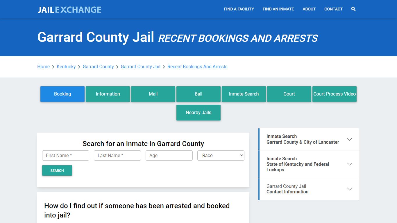 Garrard County Jail Recent Bookings And Arrests - Jail Exchange