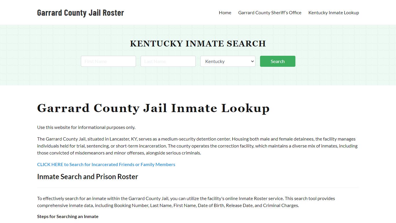 Garrard County Jail Roster Lookup, KY, Inmate Search